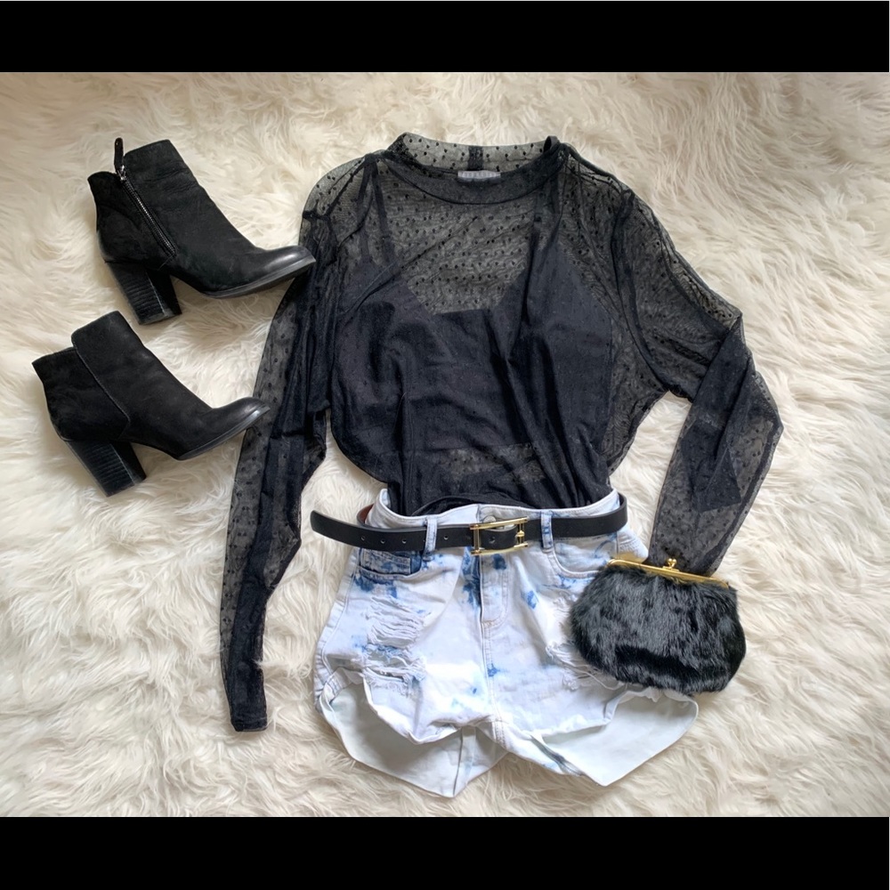 High-waisted Acid Washed Jean Shorts